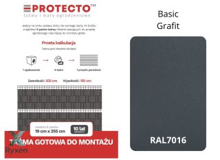 Taśma ogrodzeniowa PASKI 6 x 2,55mb BASIC 19cm PROTECTO™ GRAFIT + 12 klipsów GRATIS PROTECTO