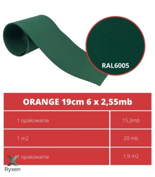 Taśma ogrodzeniowa PASKI 6 x 2,55mb ORANGE 19cm PROTECTO™ ZIELONA + 12 klipsów GRATIS PROTECTO