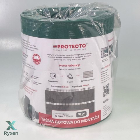 Taśma ogrodzeniowa PASKI 6 x 2,55mb ORANGE 19cm PROTECTO™ ZIELONA + 12 klipsów GRATIS PROTECTO
