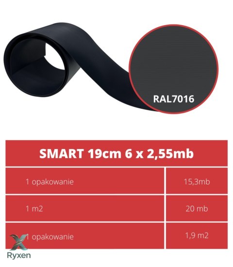 Taśma ogrodzeniowa PASKI 6 x 2,55mb SMART 19cm PROTECTO™ GRAFIT + 12 klipsów GRATIS PROTECTO