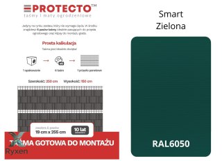 Taśma ogrodzeniowa PASKI 6 x 2,55mb SMART 19cm PROTECTO™ ZIELONA + 12 klipsów GRATIS PROTECTO