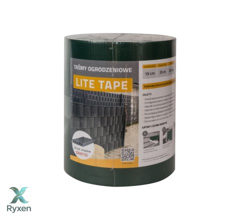 Taśma ogrodzeniowa ZIELONA 19cm x 35mb LITE PVC 450g/m2 + 20 klipsów GRATIS Thermoplast