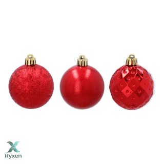 ZESTAW 3 EKSKLUZYWNYCH BOMBEK CHOINKOWYCH O RÓŻNYM WYGLĄDZIE. KOLOR: CZERWONY Kamai Christmas Decorations