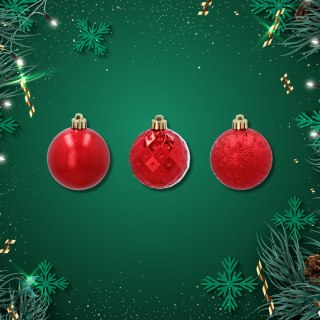 ZESTAW 3 EKSKLUZYWNYCH BOMBEK CHOINKOWYCH O RÓŻNYM WYGLĄDZIE. KOLOR: CZERWONY Kamai Christmas Decorations