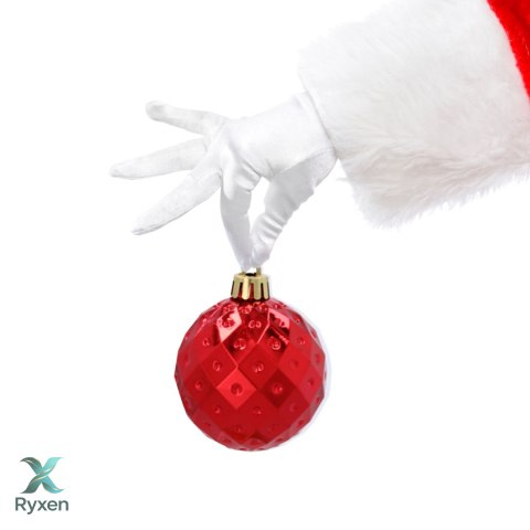 ZESTAW 3 EKSKLUZYWNYCH BOMBEK CHOINKOWYCH O RÓŻNYM WYGLĄDZIE. KOLOR: CZERWONY Kamai Christmas Decorations
