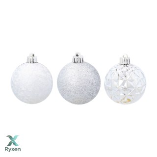 ZESTAW 3 EKSKLUZYWNYCH BOMBEK CHOINKOWYCH O RÓŻNYM WYGLĄDZIE. KOLOR: SREBRNY Kamai Christmas Decorations