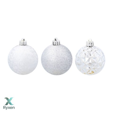 ZESTAW 3 EKSKLUZYWNYCH BOMBEK CHOINKOWYCH O RÓŻNYM WYGLĄDZIE. KOLOR: SREBRNY Kamai Christmas Decorations