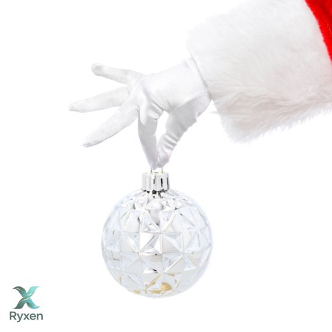 ZESTAW 3 EKSKLUZYWNYCH BOMBEK CHOINKOWYCH O RÓŻNYM WYGLĄDZIE. KOLOR: SREBRNY Kamai Christmas Decorations