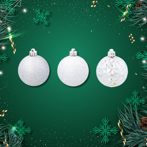 ZESTAW 3 EKSKLUZYWNYCH BOMBEK CHOINKOWYCH O RÓŻNYM WYGLĄDZIE. KOLOR: SREBRNY Kamai Christmas Decorations