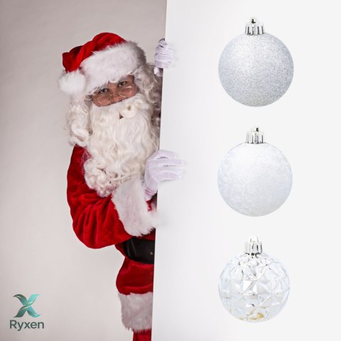 ZESTAW 3 EKSKLUZYWNYCH BOMBEK CHOINKOWYCH O RÓŻNYM WYGLĄDZIE. KOLOR: SREBRNY Kamai Christmas Decorations