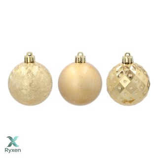 ZESTAW 3 EKSKLUZYWNYCH BOMBEK CHOINKOWYCH O RÓŻNYM WYGLĄDZIE. KOLOR: ZŁOTY Kamai Christmas Decorations