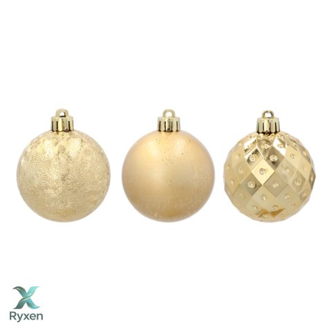 ZESTAW 3 EKSKLUZYWNYCH BOMBEK CHOINKOWYCH O RÓŻNYM WYGLĄDZIE. KOLOR: ZŁOTY Kamai Christmas Decorations