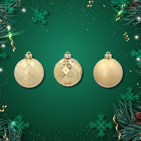 ZESTAW 3 EKSKLUZYWNYCH BOMBEK CHOINKOWYCH O RÓŻNYM WYGLĄDZIE. KOLOR: ZŁOTY Kamai Christmas Decorations