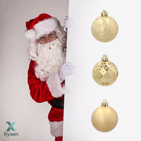 ZESTAW 3 EKSKLUZYWNYCH BOMBEK CHOINKOWYCH O RÓŻNYM WYGLĄDZIE. KOLOR: ZŁOTY Kamai Christmas Decorations