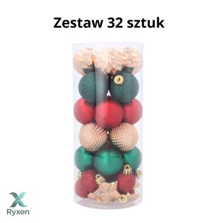ZESTAW 32 EKSKLUZYWNYCH BOMBEK CHOINKOWYCH 3-4 CM W WYJĄTKOWYCH KOLORACH I WZORACH Kamai Christmas Decorations