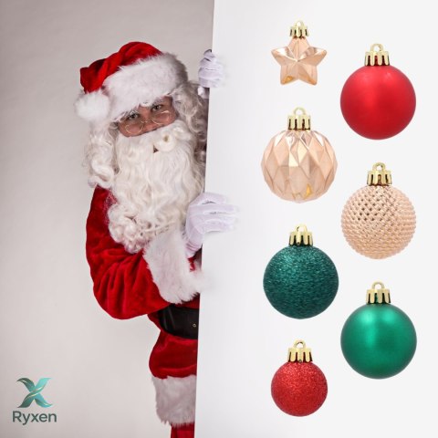ZESTAW 32 EKSKLUZYWNYCH BOMBEK CHOINKOWYCH 3-4 CM W WYJĄTKOWYCH KOLORACH I WZORACH Kamai Christmas Decorations