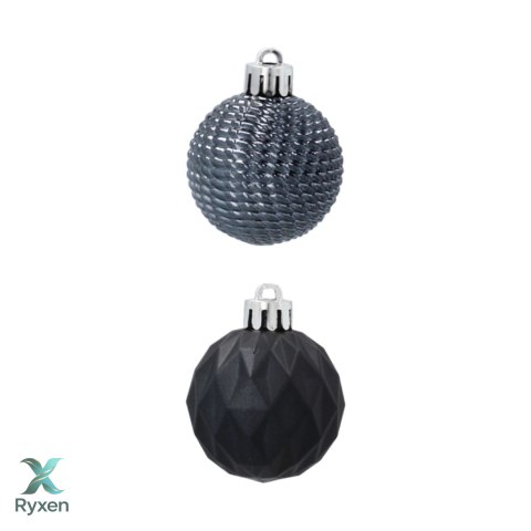 Zestaw 16 Eleganckich Bombek Kamai Christmas Decoration® o Średnicy 4 cm - Kolor Antracyt Kamai Christmas Decorations