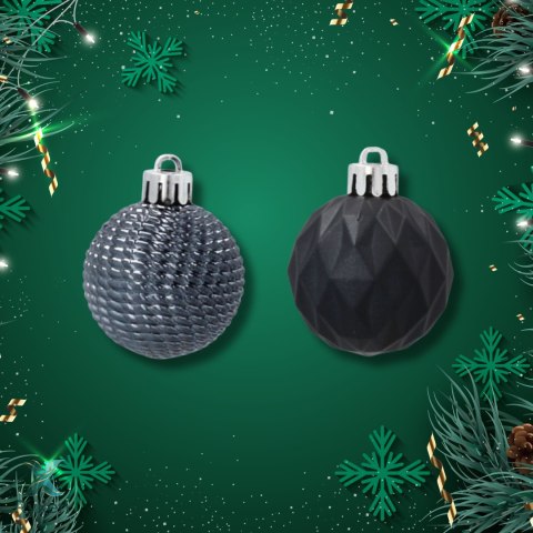 Zestaw 16 Eleganckich Bombek Kamai Christmas Decoration® o Średnicy 4 cm - Kolor Antracyt Kamai Christmas Decorations