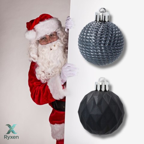 Zestaw 16 Eleganckich Bombek Kamai Christmas Decoration® o Średnicy 4 cm - Kolor Antracyt Kamai Christmas Decorations