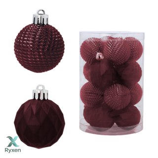 Zestaw 16 Eleganckich Bombek Kamai Christmas Decoration® o Średnicy 4 cm - Kolor Burgund Kamai Christmas Decorations