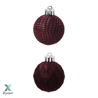 Zestaw 16 Eleganckich Bombek Kamai Christmas Decoration® o Średnicy 4 cm - Kolor Burgund Kamai Christmas Decorations
