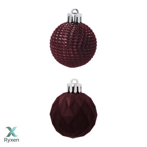 Zestaw 16 Eleganckich Bombek Kamai Christmas Decoration® o Średnicy 4 cm - Kolor Burgund Kamai Christmas Decorations
