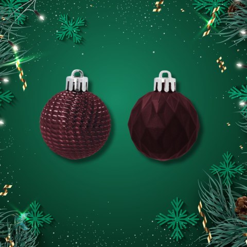 Zestaw 16 Eleganckich Bombek Kamai Christmas Decoration® o Średnicy 4 cm - Kolor Burgund Kamai Christmas Decorations