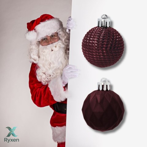 Zestaw 16 Eleganckich Bombek Kamai Christmas Decoration® o Średnicy 4 cm - Kolor Burgund Kamai Christmas Decorations