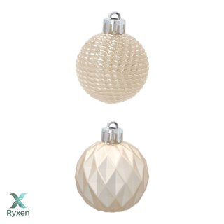 Zestaw 16 Eleganckich Bombek Kamai Christmas Decoration® o Średnicy 4 cm - Kolor Szampański Kamai Christmas Decorations