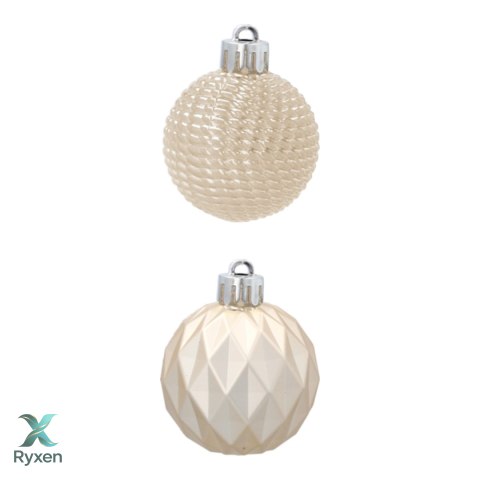 Zestaw 16 Eleganckich Bombek Kamai Christmas Decoration® o Średnicy 4 cm - Kolor Szampański Kamai Christmas Decorations