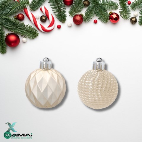 Zestaw 16 Eleganckich Bombek Kamai Christmas Decoration® o Średnicy 4 cm - Kolor Szampański Kamai Christmas Decorations