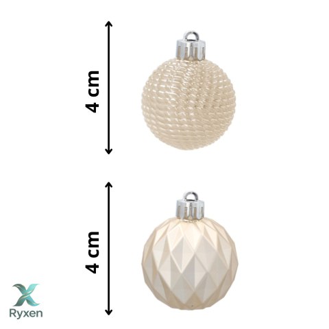Zestaw 16 Eleganckich Bombek Kamai Christmas Decoration® o Średnicy 4 cm - Kolor Szampański Kamai Christmas Decorations