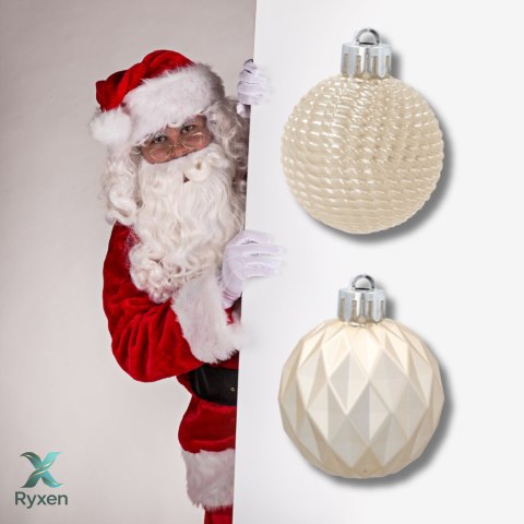 Zestaw 16 Eleganckich Bombek Kamai Christmas Decoration® o Średnicy 4 cm - Kolor Szampański Kamai Christmas Decorations