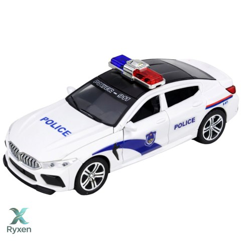 Auto Policyjne Radiowóz Otwierane Drzwi Napęd Światła Dźwięki Biały LEAN TOYS