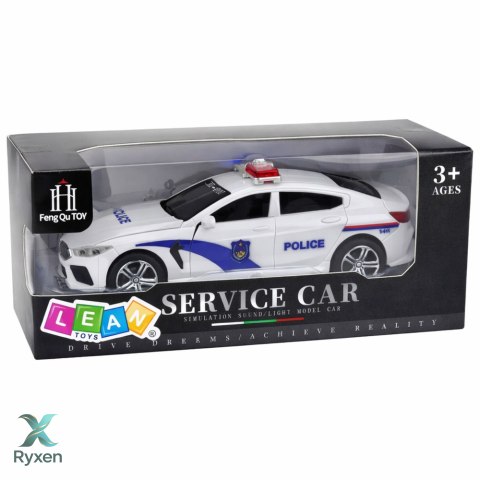 Auto Policyjne Radiowóz Otwierane Drzwi Napęd Światła Dźwięki Biały LEAN TOYS