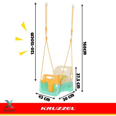 Huśtawka dla dzieci 3w1 kremowo-turkusowa Kruzzel KRUZZEL