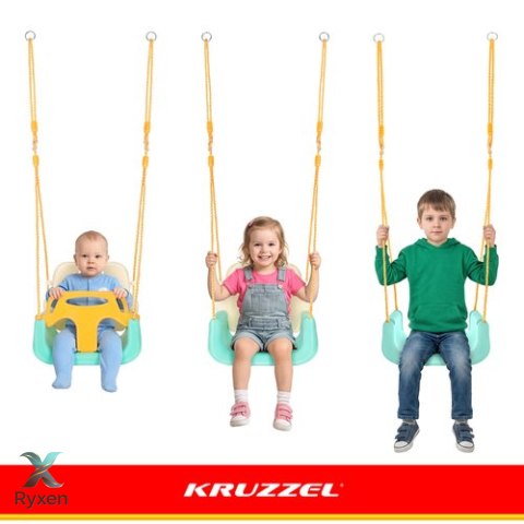 Huśtawka dla dzieci 3w1 kremowo-turkusowa Kruzzel KRUZZEL