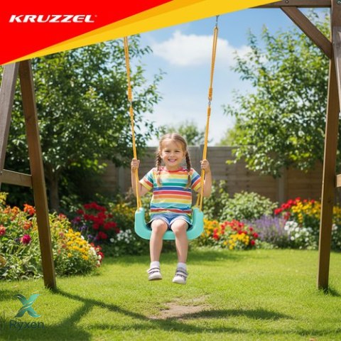 Huśtawka dla dzieci 3w1 kremowo-turkusowa Kruzzel KRUZZEL