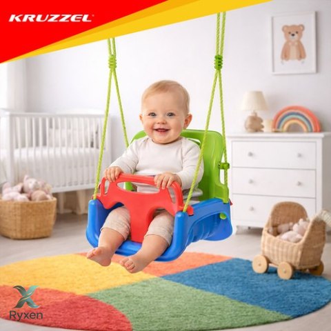 Huśtawka dla dzieci 3w1 zielono-niebieska Kruzzel KRUZZEL