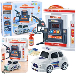 Interaktywna Stacja Benzynowa Auto Policyjne Światła Dźwięki Dym LEAN TOYS
