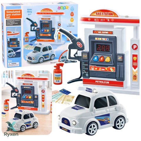 Interaktywna Stacja Benzynowa Auto Policyjne Światła Dźwięki Dym LEAN TOYS