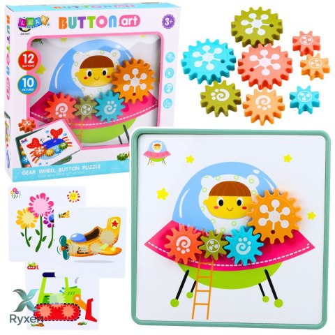 Kreatywne Puzzle Geometryczne Mozaika Koła Zębate Układanka 25 el. LEAN TOYS