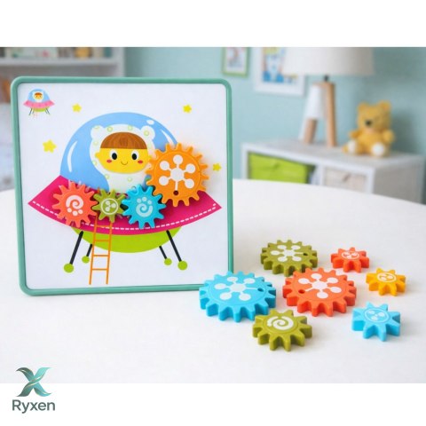 Kreatywne Puzzle Geometryczne Mozaika Koła Zębate Układanka 25 el. LEAN TOYS