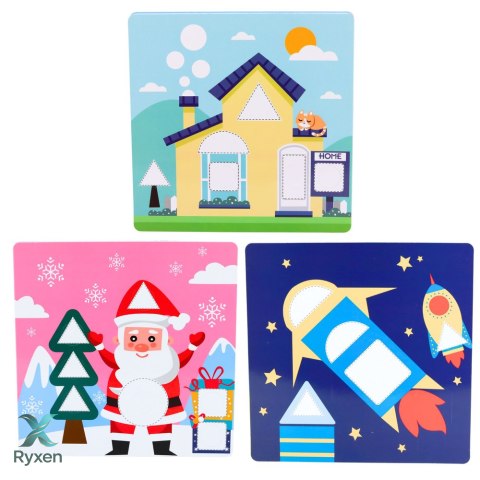 Kreatywne Puzzle Geometryczne Mozaika Układanka Edukacyjna 35 el. LEAN TOYS