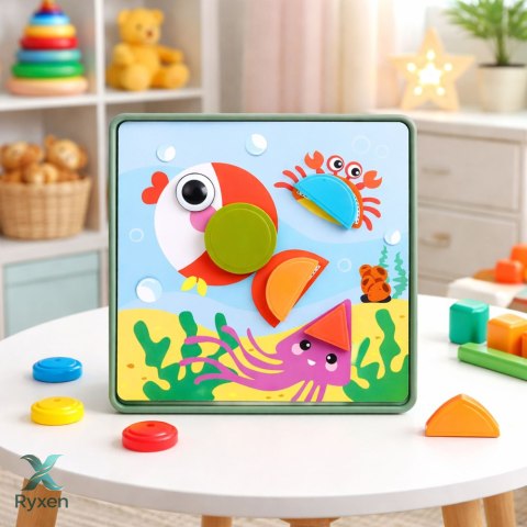 Kreatywne Puzzle Geometryczne Mozaika Układanka Edukacyjna 35 el. LEAN TOYS