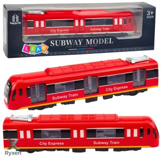 Metro Pociąg City Express Otwierane Drzwi Światła Dźwięki Czerwony LEAN TOYS