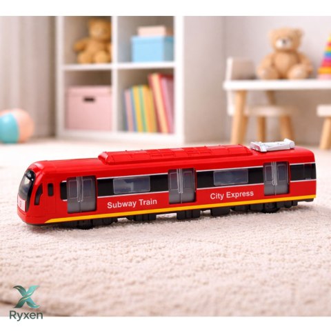 Metro Pociąg City Express Otwierane Drzwi Światła Dźwięki Czerwony LEAN TOYS