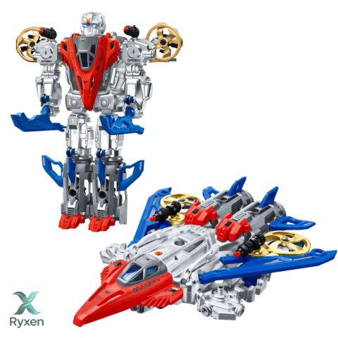 Robot Myśliwiec Bojowy 2w1 Światła Dźwięki Czerwono-Niebieski 29 el. LEAN TOYS