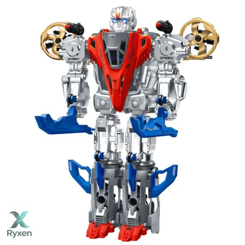Robot Myśliwiec Bojowy 2w1 Światła Dźwięki Czerwono-Niebieski 29 el. LEAN TOYS