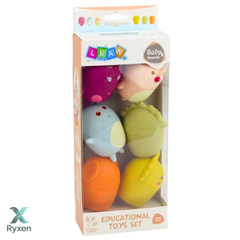Zabawki Edukacyjne Do Kąpieli Sensoryczne Figurki Gumowe Pastelowe 6 szt. LEAN TOYS